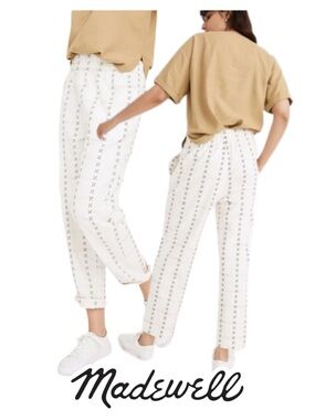 Madewell | Jacquard Huston Pull-On Crop Pants Antique Cream - Size S
